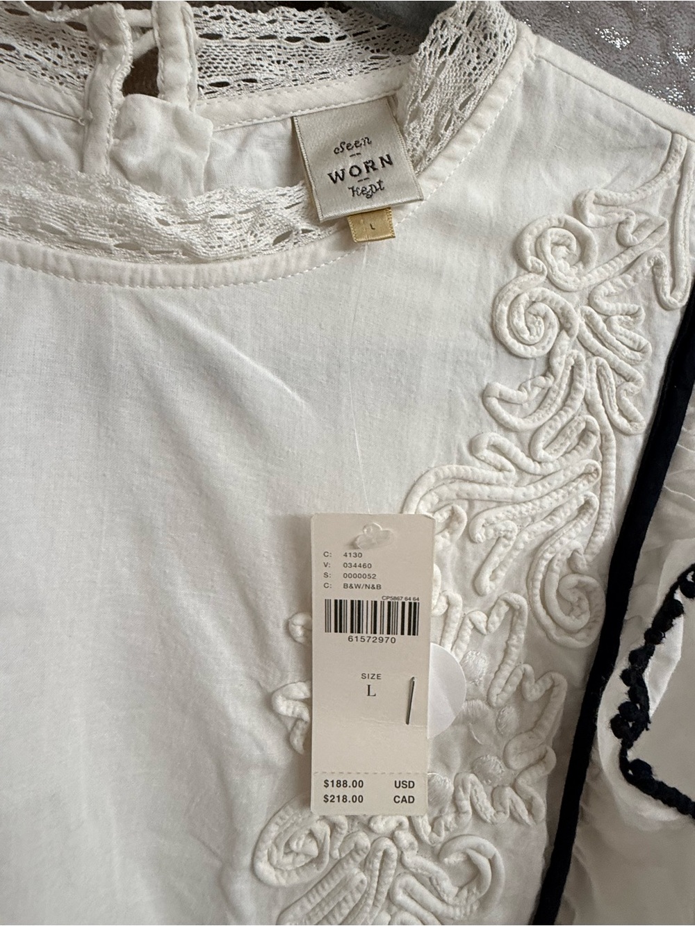 Anthropologie White Mini Dress with Black Trim - Picture 4 of 4
